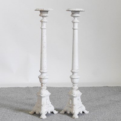 Lot 189 - A pair of large white painted cast iron...