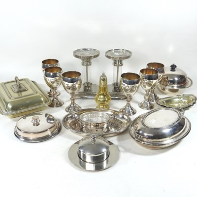 Lot 575 - A collection of silver plated items, to...