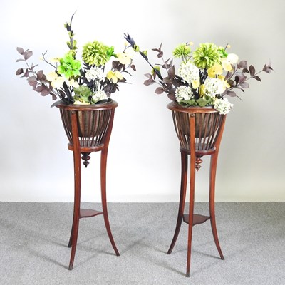 Lot 530 - A pair of Edwardian mahogany jardiniere stands,...