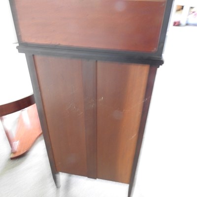 Lot 161 - An Edwardian rosewood and inlaid music cabinet,...