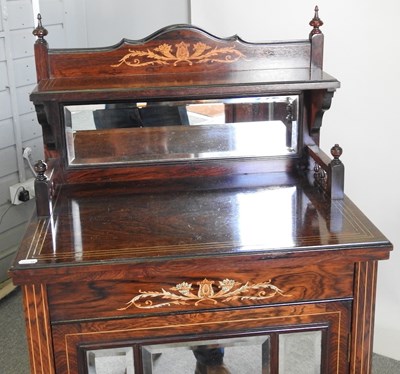 Lot 161 - An Edwardian rosewood and inlaid music cabinet,...