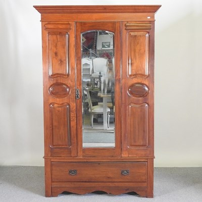 Lot 565 - An Edwardian walnut single wardrobe, with a...