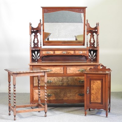 Lot 505 - A Victorian burr walnut dressing chest, 121cm...