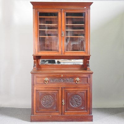 Lot 181 - A Victorian walnut cabinet bookcase, with a...