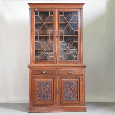 Lot 471 - A Victorian walnut cabinet bookcase, enclosed...