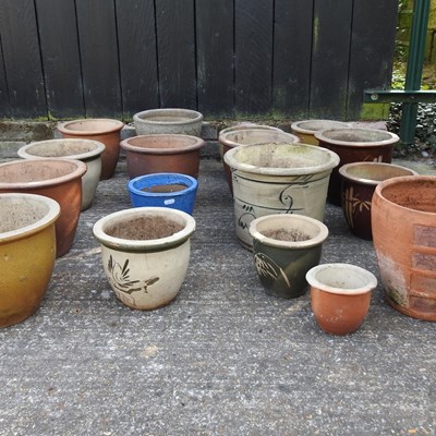 Lot 365 - A collection of glazed pottery garden pots