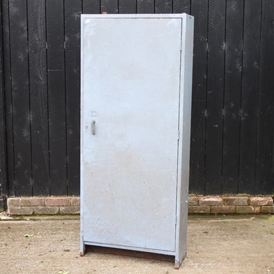 Lot 239 - A grey painted metal single door cabinet