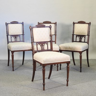 Lot 727 - A set of four Edwardian cream upholstered dining chairs