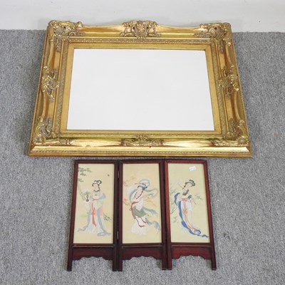 Lot 346 - A gilt framed wall mirror, 71 x 61cm, together...