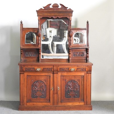 Lot 573 - A Victorian walnut mirror back sideboard, on a...