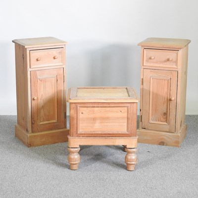 Lot 488 - A pair of pine bedside cabinets, 34cm,...