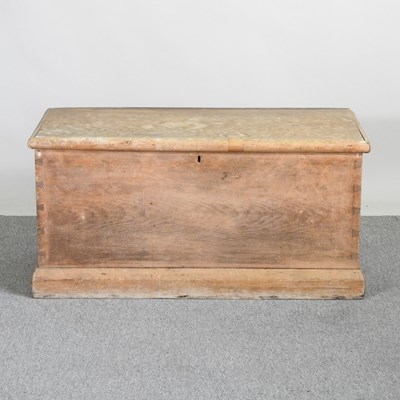 Lot 376 - An antique pine trunk, with a hinged lid