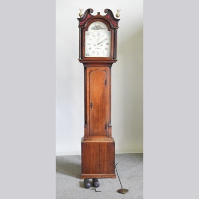 Lot 409 - A George III oak cased longcase clock, the...