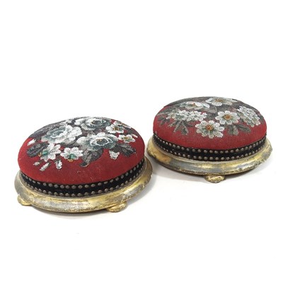 Lot 59 - A pair of Victorian gilt footstools, each of...