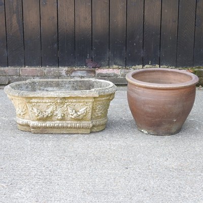 Lot 390 - A reconstituted stone garden trough, 82cm,...