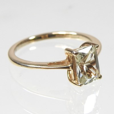 Lot 149 - A 10 carat gold csarite ring, of rectangular...