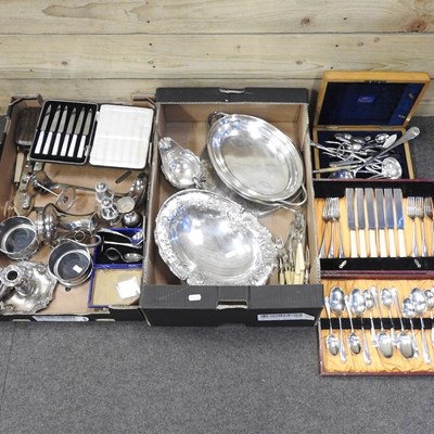 Lot 453 - A collection of silver plate and metalwares,...