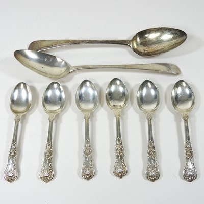 Lot 454 - A pair of George III silver table spoons,...