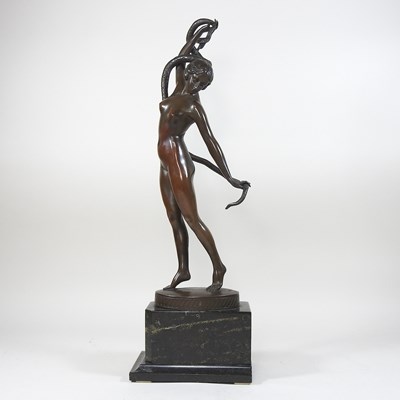 Lot 152 - Otto Schmidt-Hoffer, (1873-1925), female nude with snake, signed, dated 1914, bronze