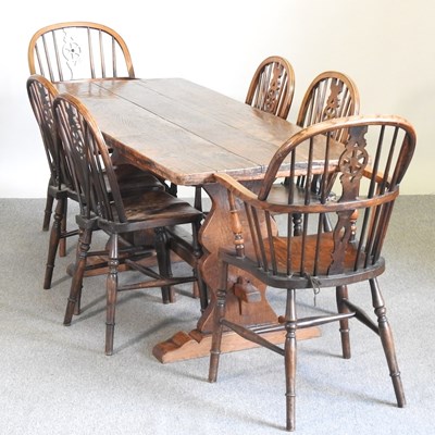 Lot 484 - An 18th century style oak refectory dining...