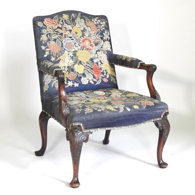 Lot 39 - A George III carved mahogany open armchair,...