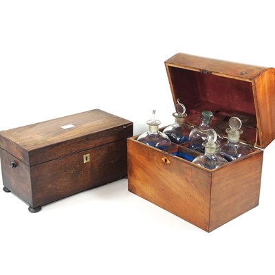 Lot 373 - A George III mahogany decanter box, with a...