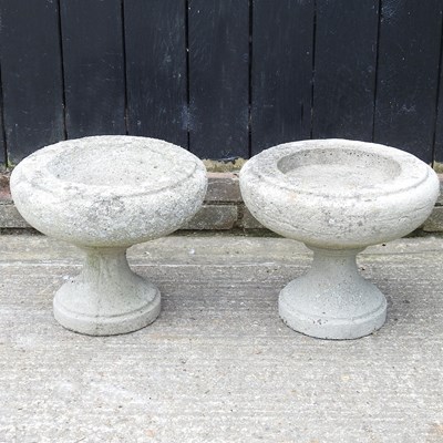 Lot 332 - A near pair of cast stone garden pots, 35cm...