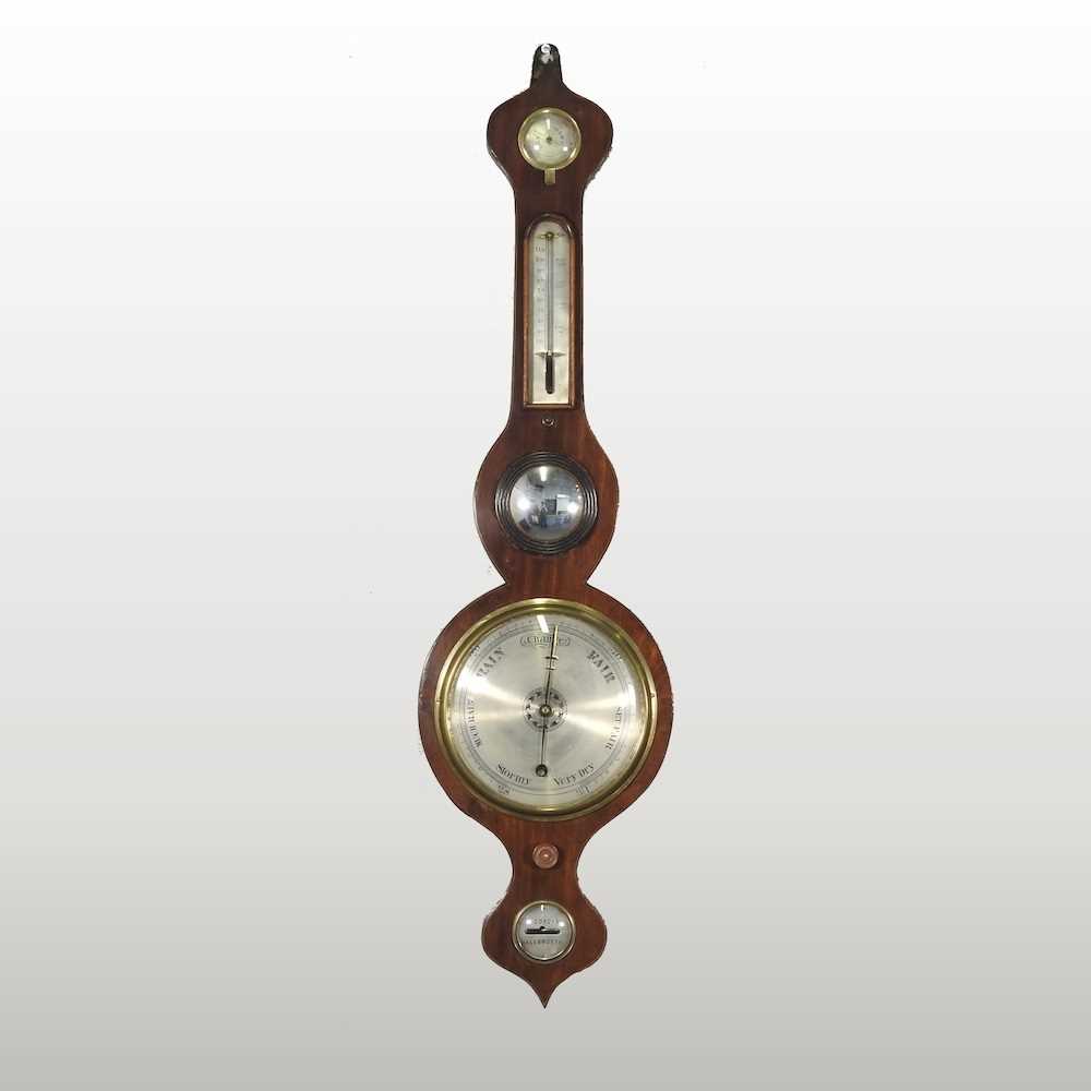 Lot 59 - A 19th century mahogany cased wheel barometer