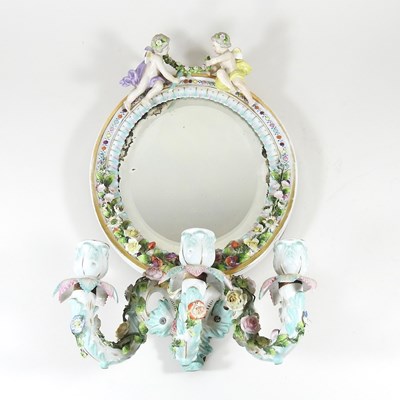 Lot 129 - A late 19th century Dresden porcelain framed...