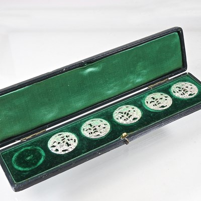 Lot 137 - A set of five Art Nouveau silver buttons, each...