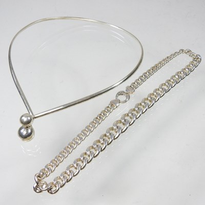 Lot 516 - A heavy silver curb link necklace, 83g, 38cm...