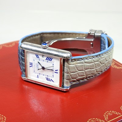 Lot 10 - A Must de Cartier silver cased vintage tank...