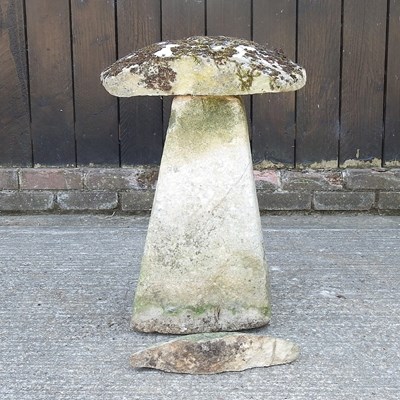 Lot 30 - A carved stone staddle stone, 67cm high