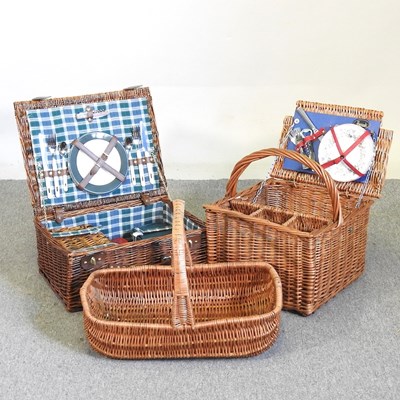 Lot 133 - A Harrods picnic basket, 40cm wide, together...