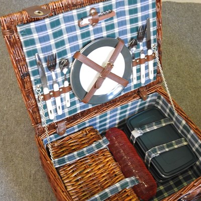 Lot 133 - A Harrods picnic basket, 40cm wide, together...