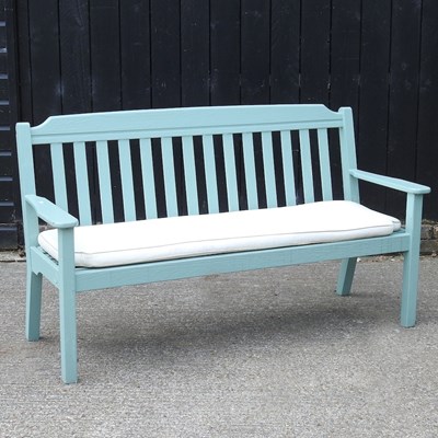 Lot 311 - A green painted wooden garden bench, with a...