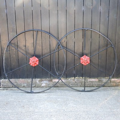 Lot 110 - A pair of antique iron cartwheels, 121cm...