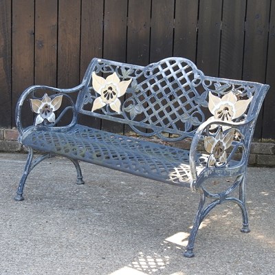 Lot 255 - A painted metal garden bench