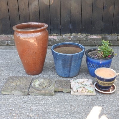 Lot 203 - A garden pot, 53cm high, together with a...