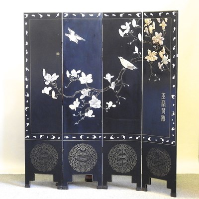 Lot 404 - A Japanese shibayama and black lacquer four...