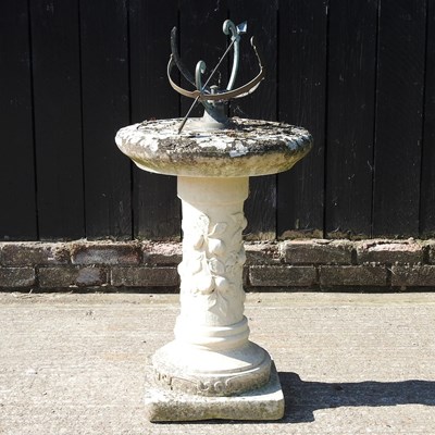 Lot 43 - A reconstituted stone sun dial, 95cm high