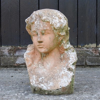 Lot 36 - A terracotta portrait bust, of a girl, 40cm high