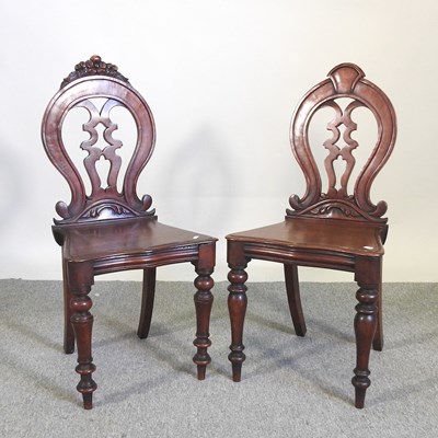 Lot 139 - A pair of Victorian carved mahogany hall...