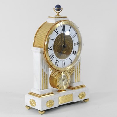 Lot 351 - A French gilt and alabaster mantel clock, late...