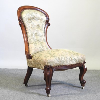 Lot 279 - A Victorian cream floral upholstered side...