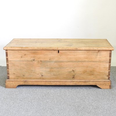 Lot 206 - A 19th century pine box, with a hinged lid, on...