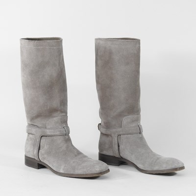 Lot 502 - A pair of Christian Dior grey suede boots,...