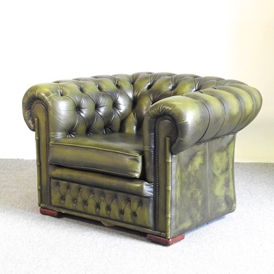 Lot 245 - A modern green upholstered Chesterfield...