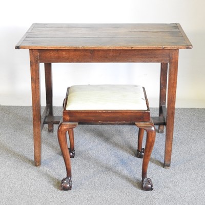 Lot 495 - A 19th century oak side table, with a plank...