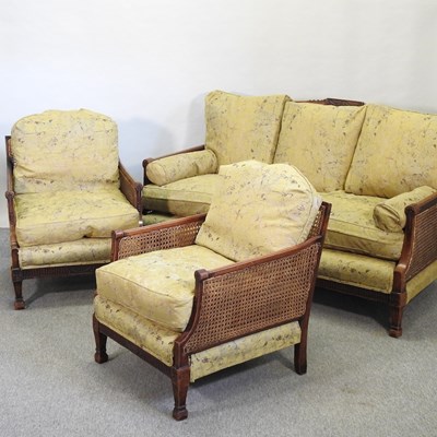 Lot 696 - An early 20th century double cane bergere suite